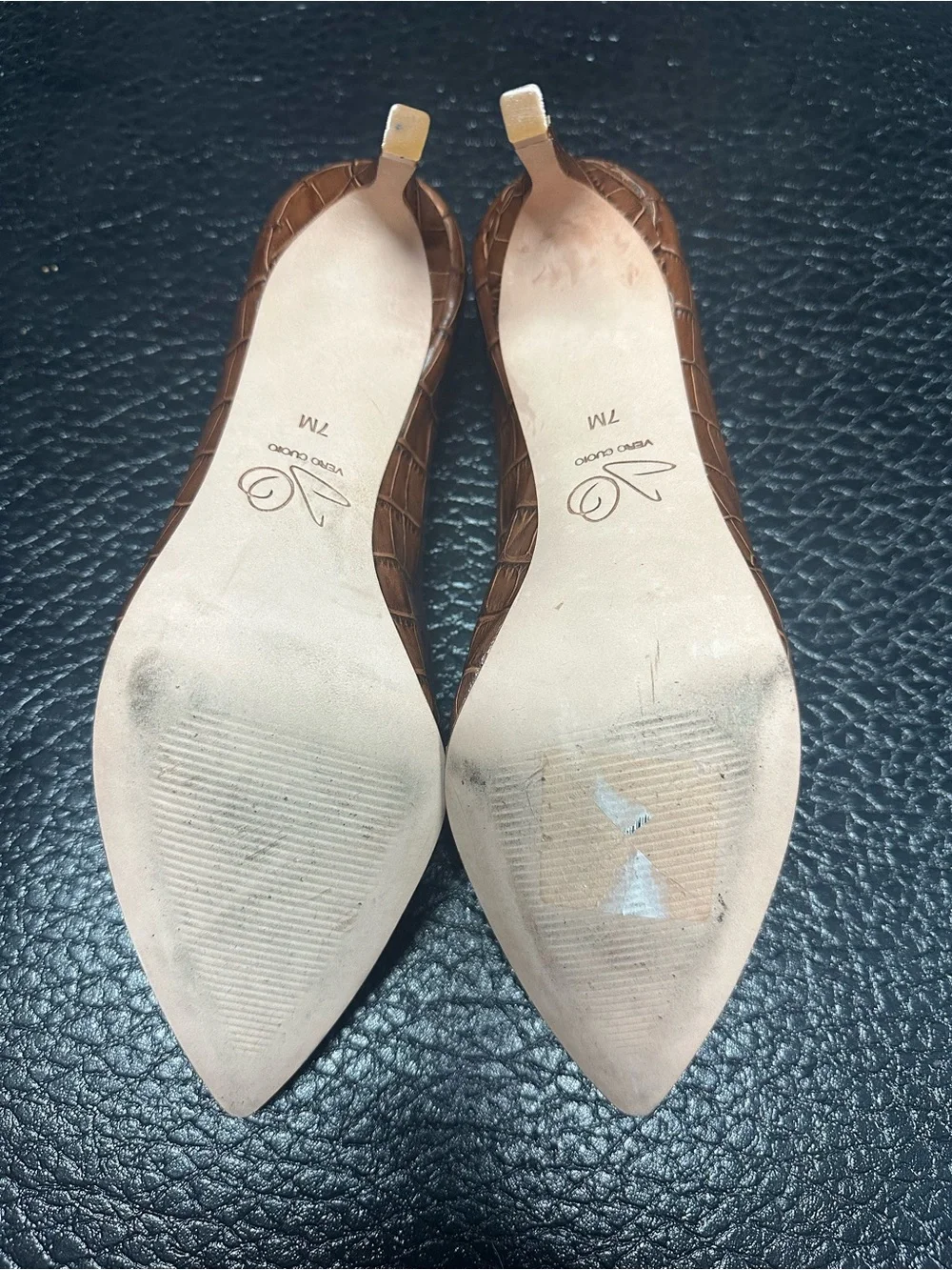 Joan Olaff Vero Cuoio Brown Croc-Embossed Women’s High Heels 7